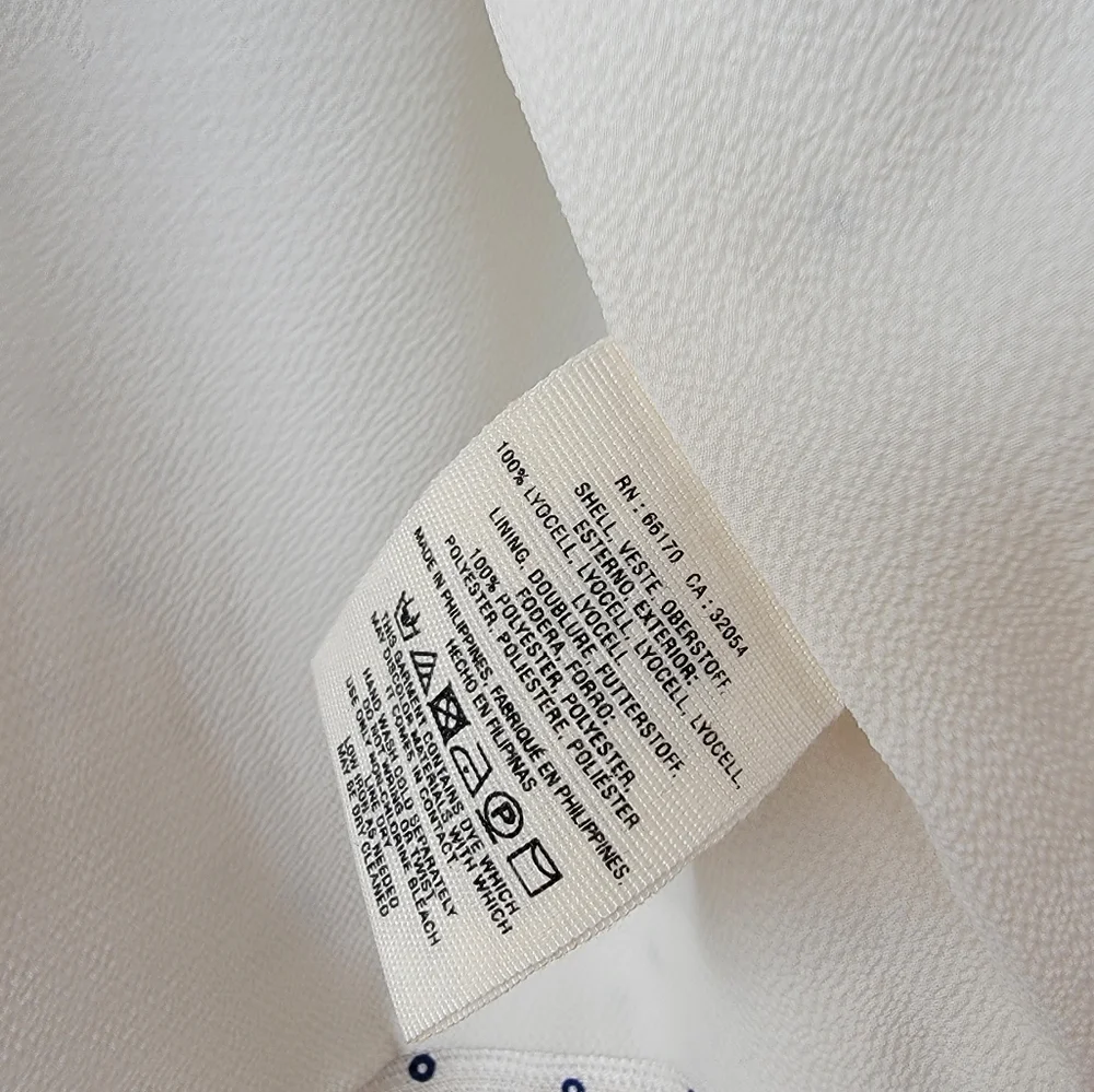 Anthropologie Cartonnier Polka Dot Blazer Size Small White Blue Bolero Jacket - Picture 15 of 16